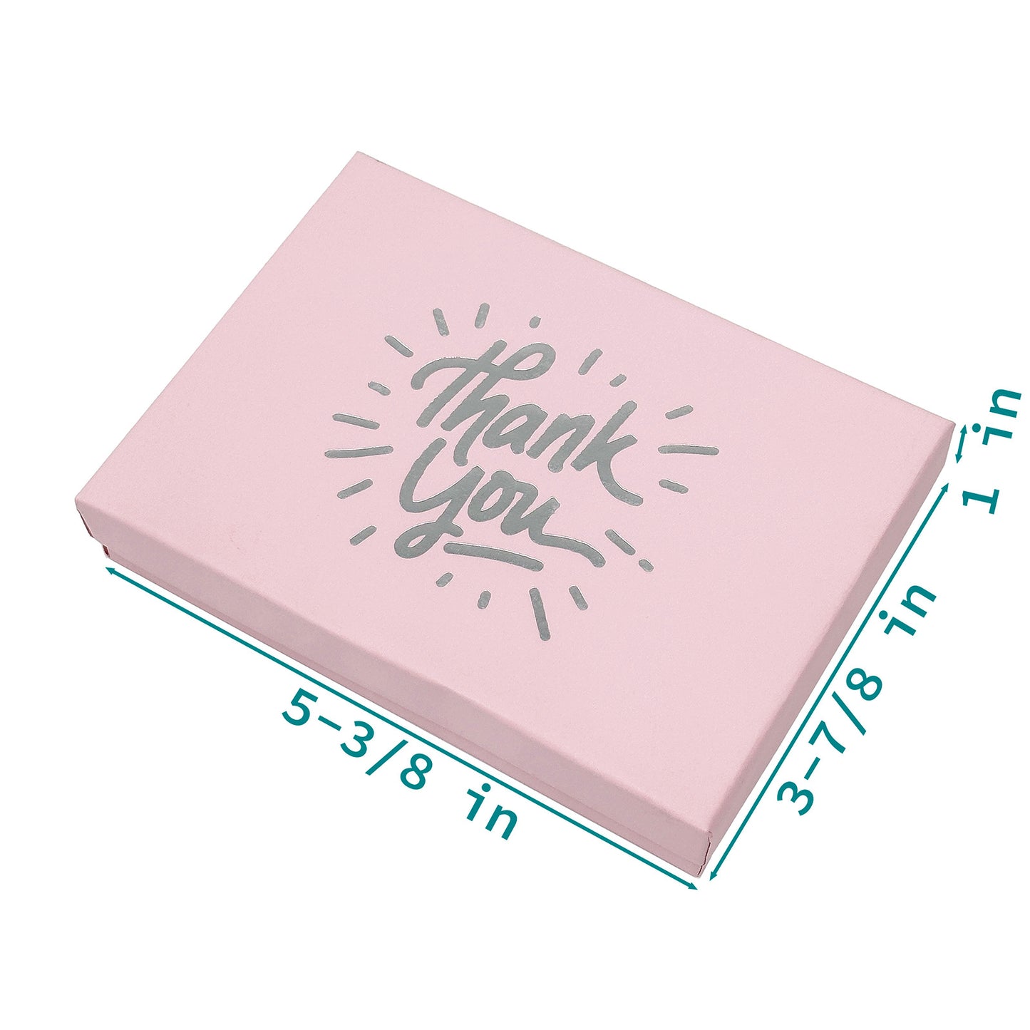 5 7/16" x 3 15/16" Pink and Silver "Thank You" Cotton Filled Box