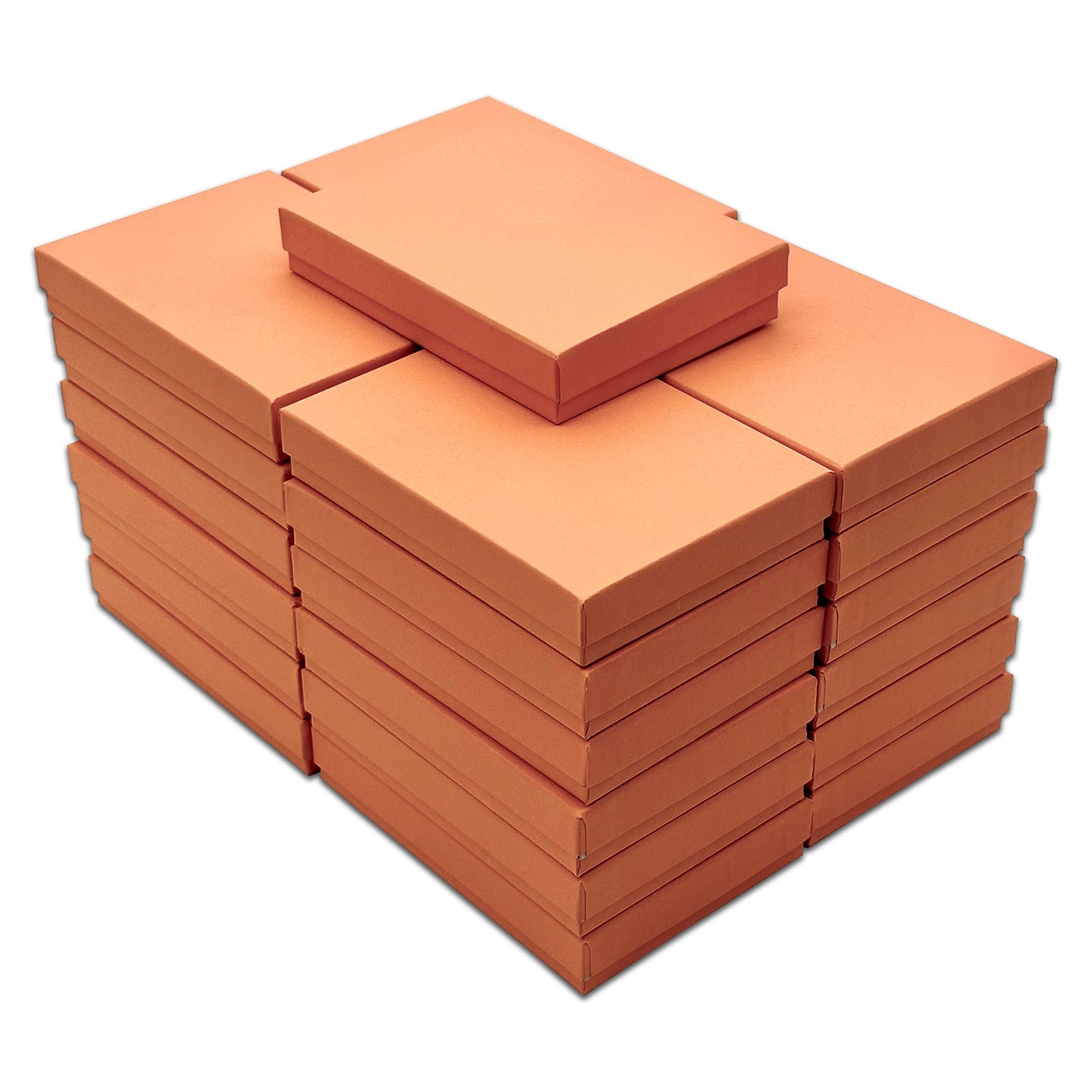 5 7/16" x 3 15/16" x 1" Coral Cotton Filled Paper Box (25-Pack)