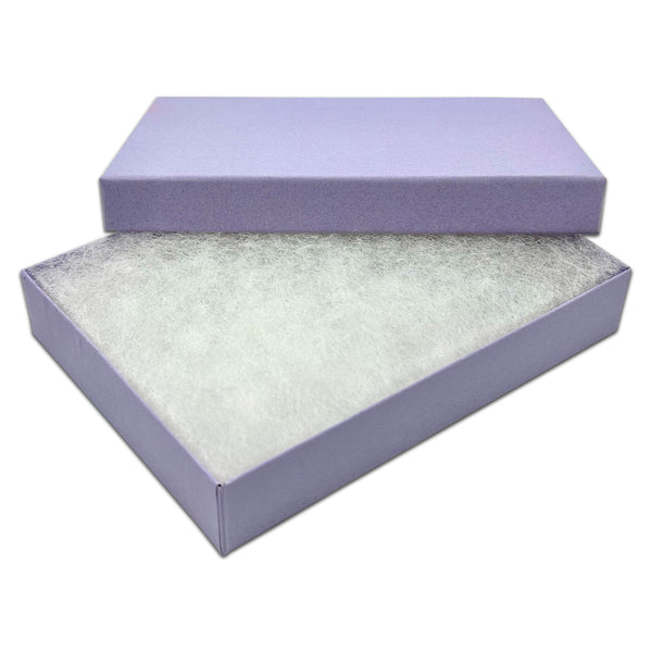 5 7/16" x 3 15/16" x 1" Light Lavender Cotton Filled Paper Box (25-Pack)
