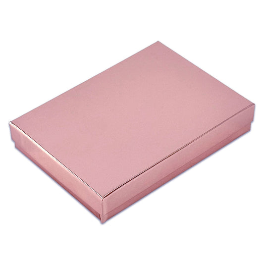 5 7/16" x 3 15/16" x 1" Metallic Rose Gold Cotton Filled Paper Box