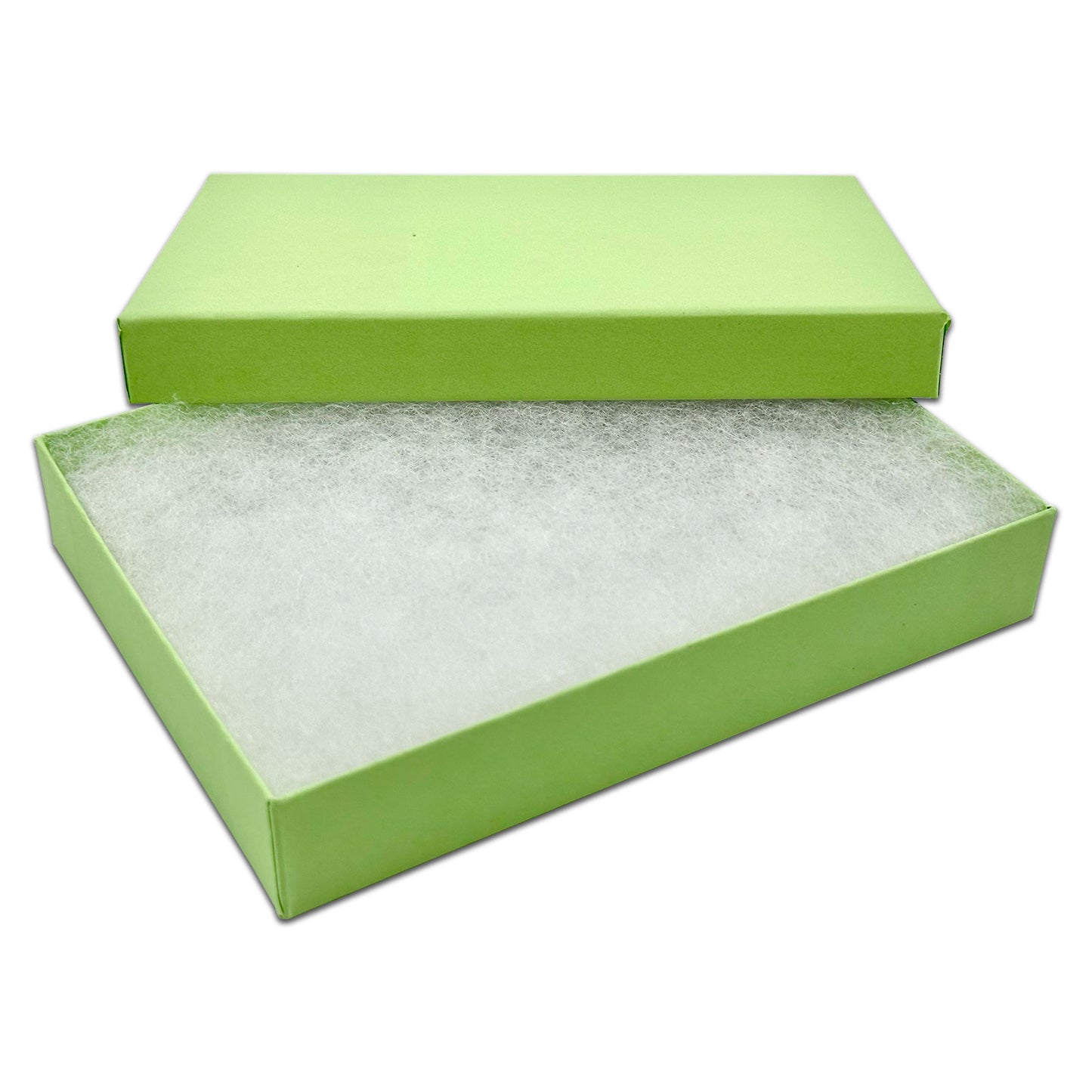 5 7/16" x 3 15/16" x 1" Mint Green Cotton Filled Paper Box (25-Pack)