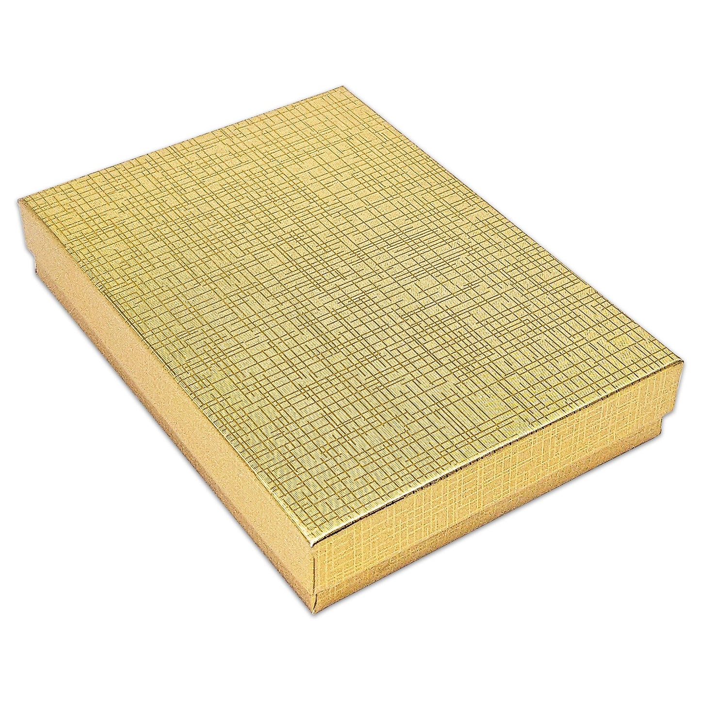 5" x 4" x 1" Gold Linen Pattern Cotton Filled Paper Box