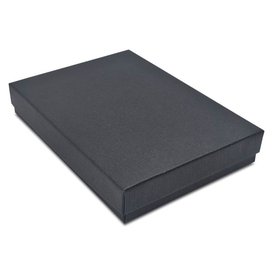 5" x 4" x 1" Black Linen Pattern Cotton Filled Paper Box