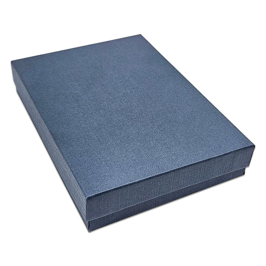 5" x 4" x 1" Navy Linen Pattern Cotton Filled Paper Box