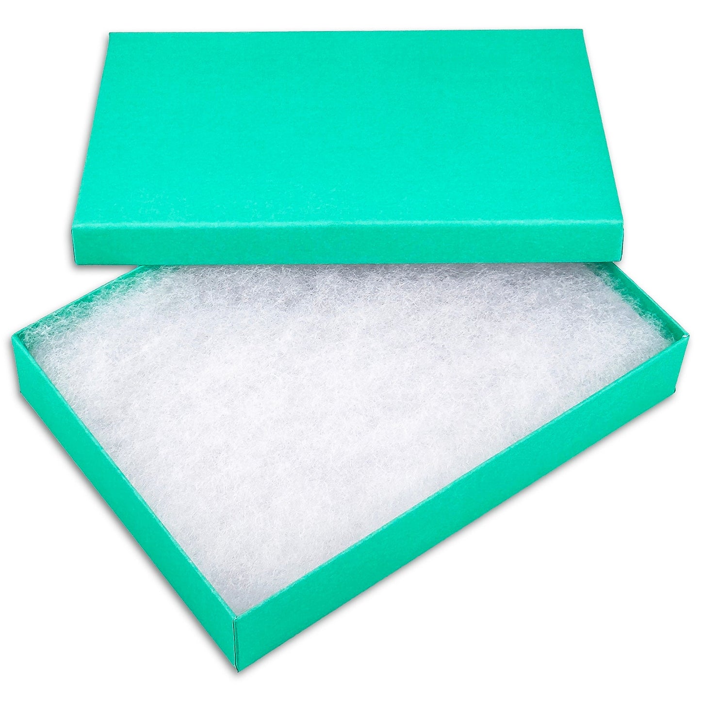 7 1/8" x 5 1/8" x 1 3/8" Teal Green Cotton Filled Paper Box