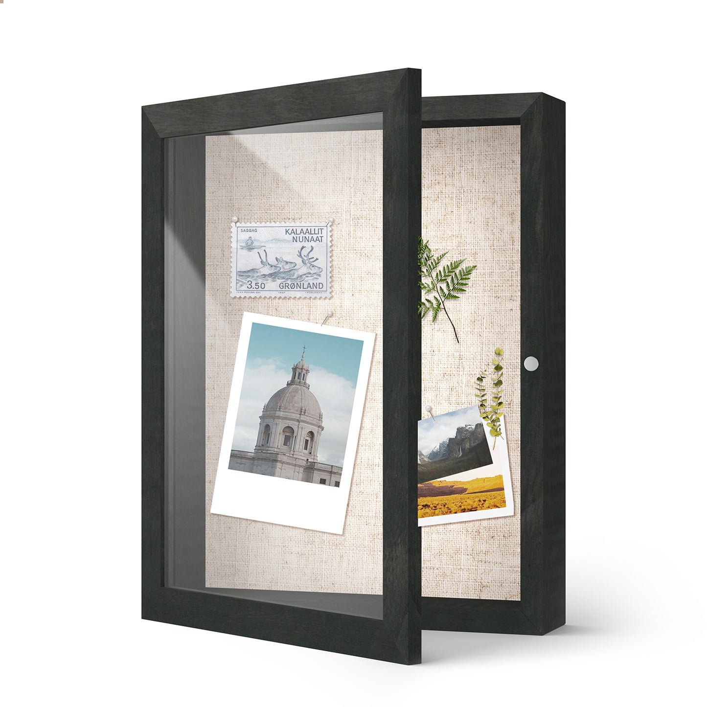 8 1/2" x 11" Black Woodgrain MDF Wood Linen Backboard Shadow Box Frame