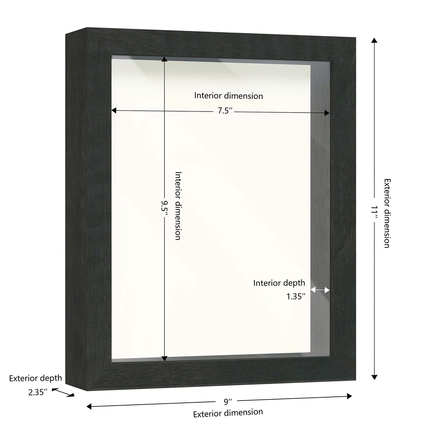 8" x 10" Black Driftwood Finish MDF Wood Shadow Box Frame