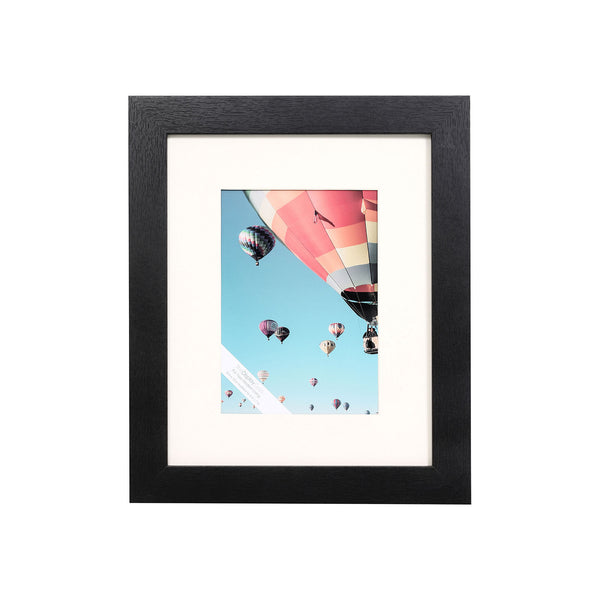 8" x 10" Black MDF Wood Picture Frame with Tempered Glass, 5" x 7" Matted