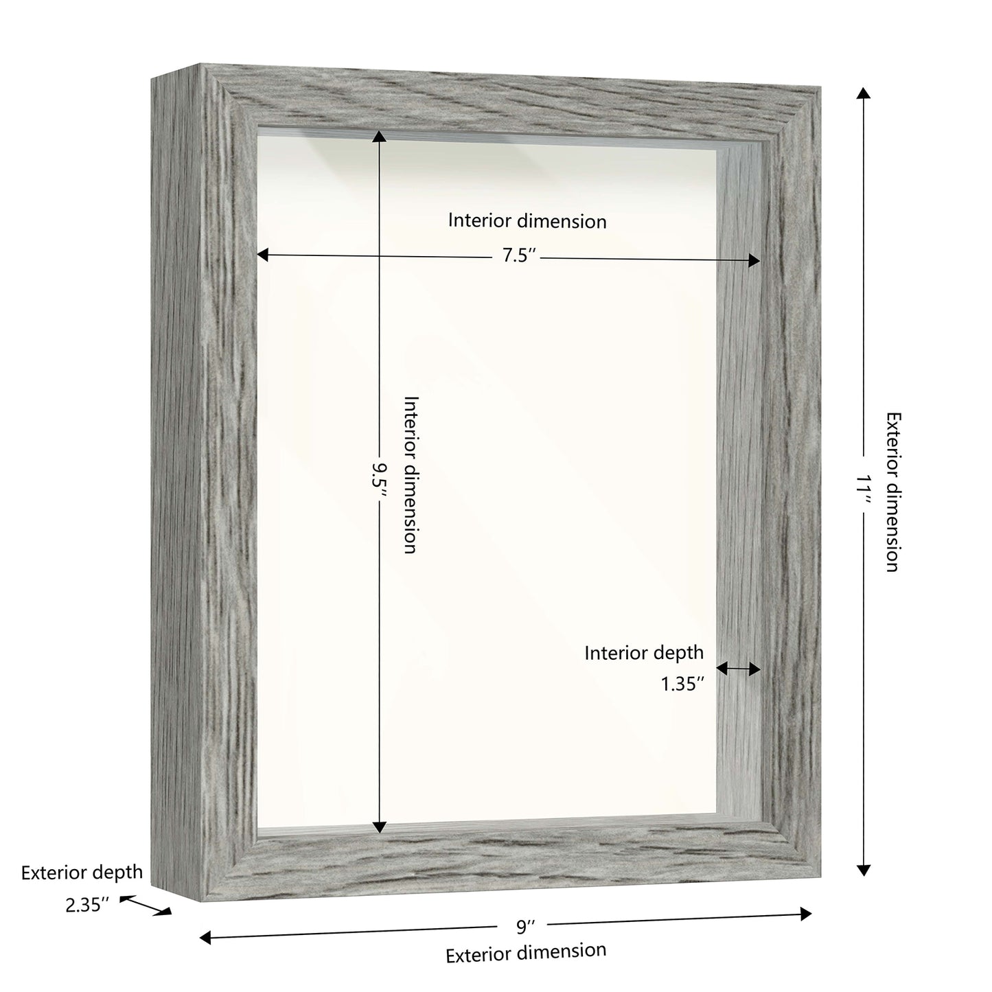 8" x 10" Gray Driftwood Finish MDF Wood Shadow Box Frame