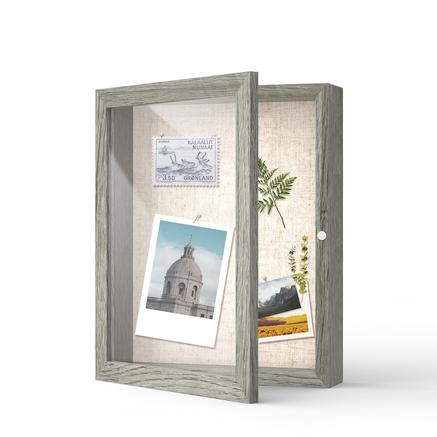 8" x 10" Gray Woodgrain MDF Wood Linen Backboard Shadow Box Frame