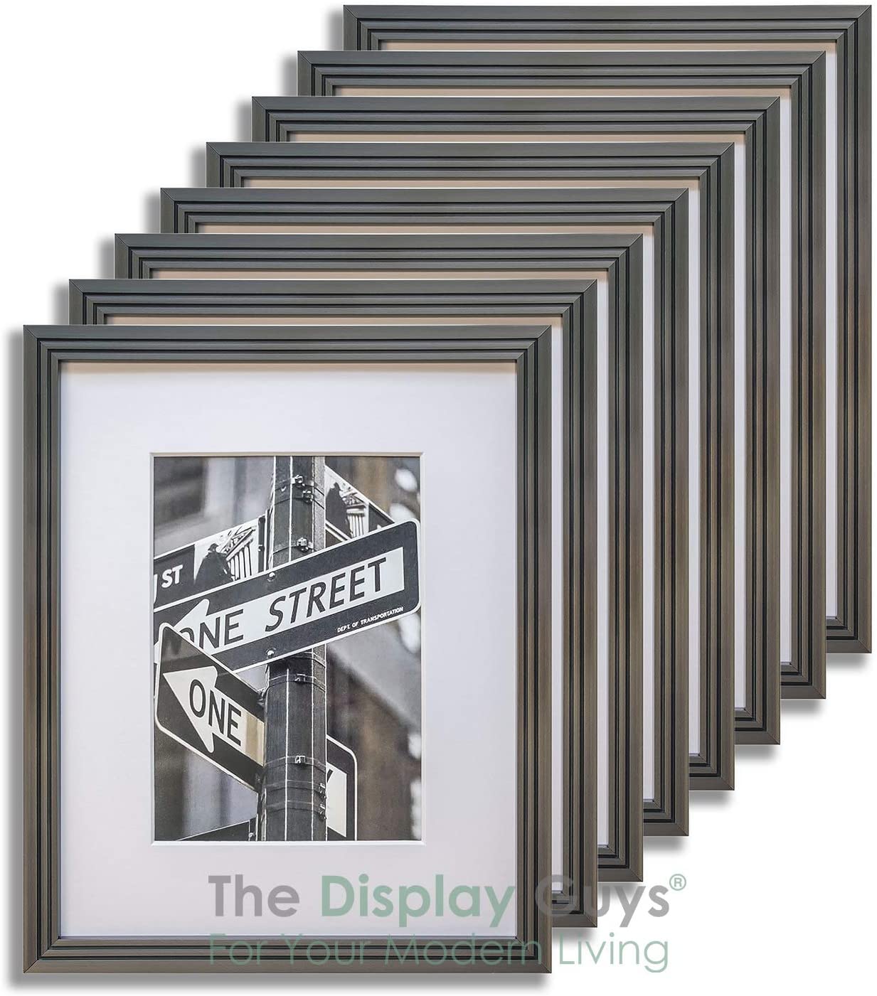 (48-Pack) 8" x 10" Gunmetal Art Deco Picture Frames, 5" x 7" Matted