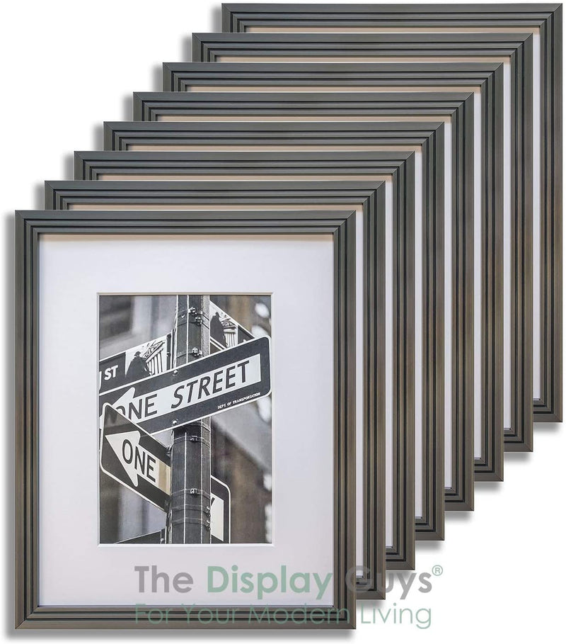 (24-Pack) 8" x 10" Gunmetal Art Deco Picture Frames, 5" x 7" Matted