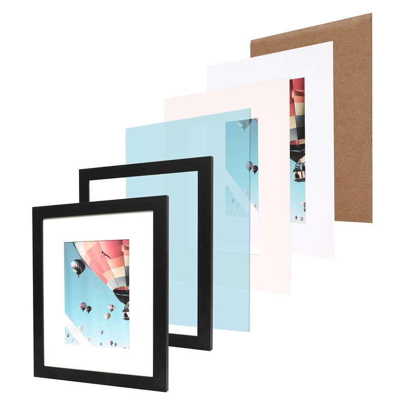 8" x 10" V-Series Black MDF Wood Multi Pack Picture Frames, 5" x 7" Matted