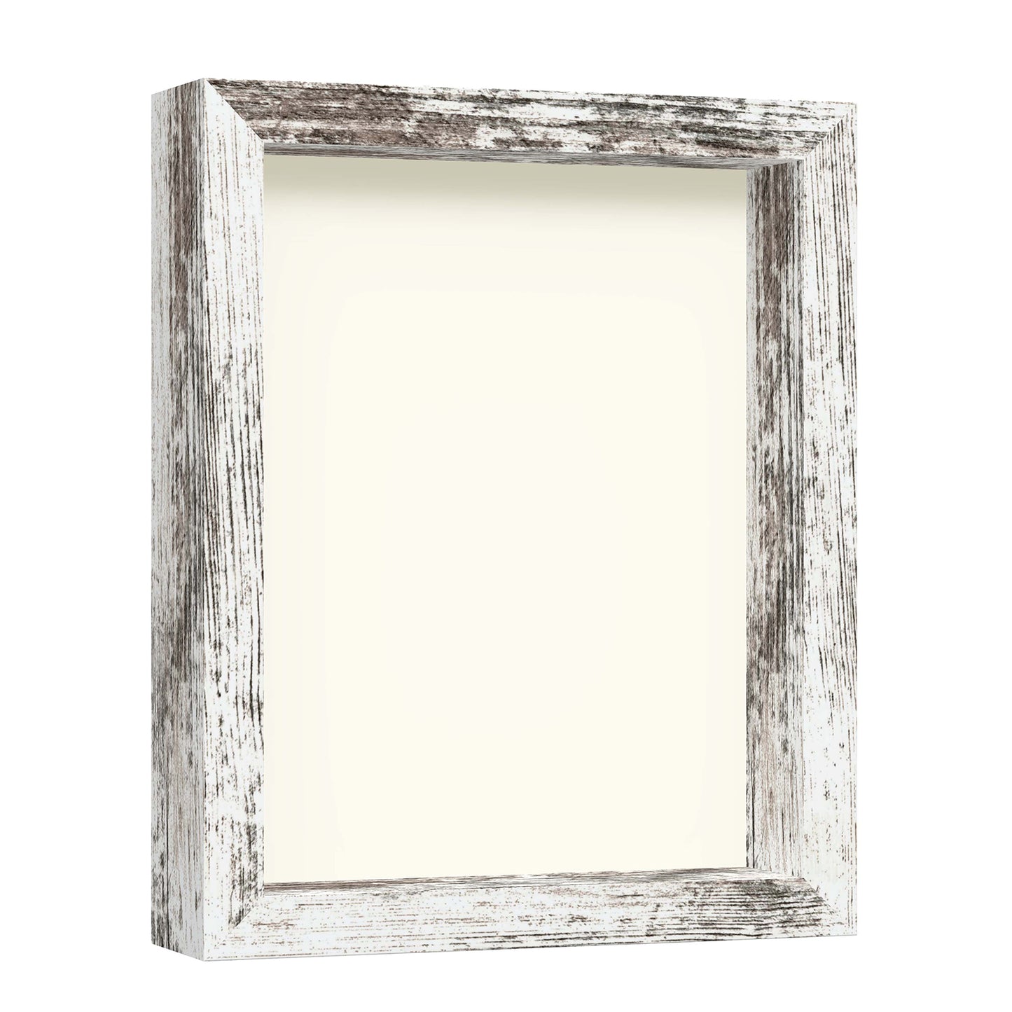 8" x 10" White Driftwood Finish MDF Wood Shadow Box Frame