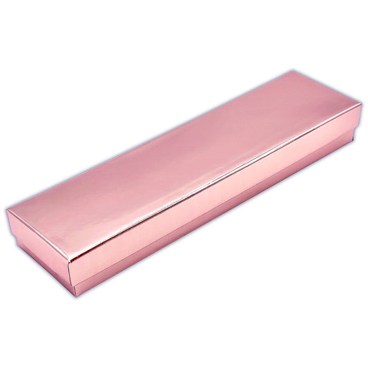 8" x 2" x 1" Metallic Rose Gold Cotton Filled Paper Box