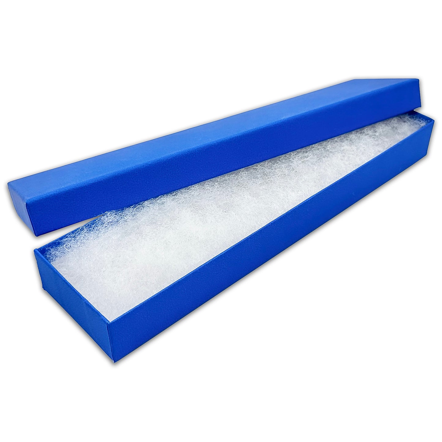 8" x 2" x 1" Neon Blue Cotton Filled Box (25-Pack)