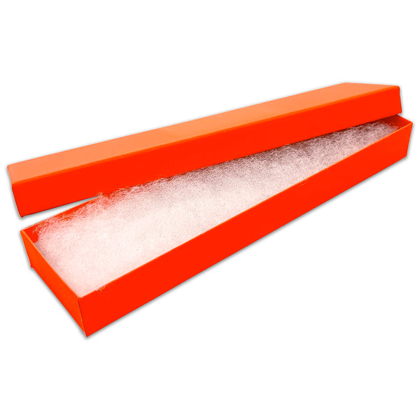 8" x 2" x 1" Neon Orange Cotton Filled Box (25-Pack)