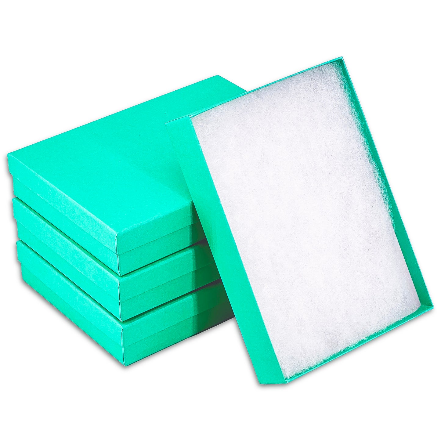 8 x 5 x 1 1/4"H Teal Cotton Filled Paper Box