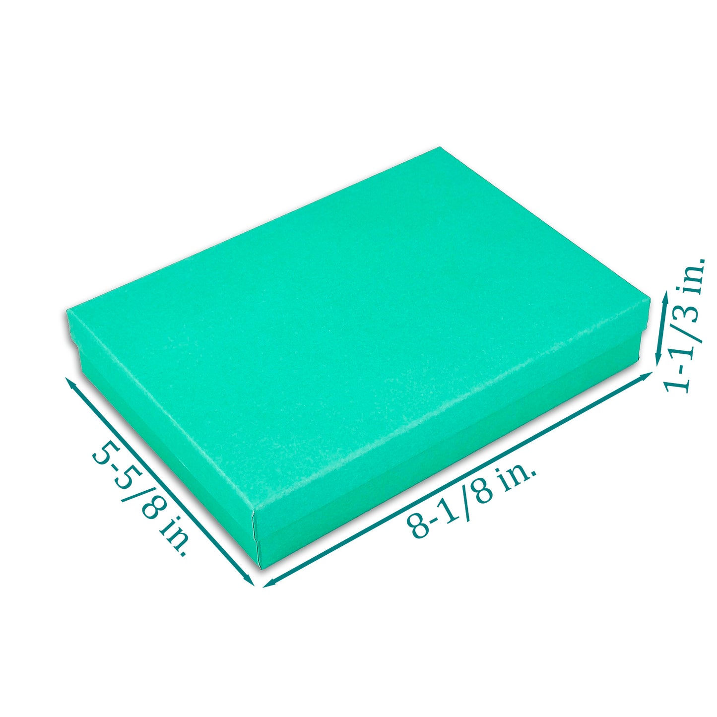 8 x 5 x 1 1/4"H Teal Cotton Filled Paper Box