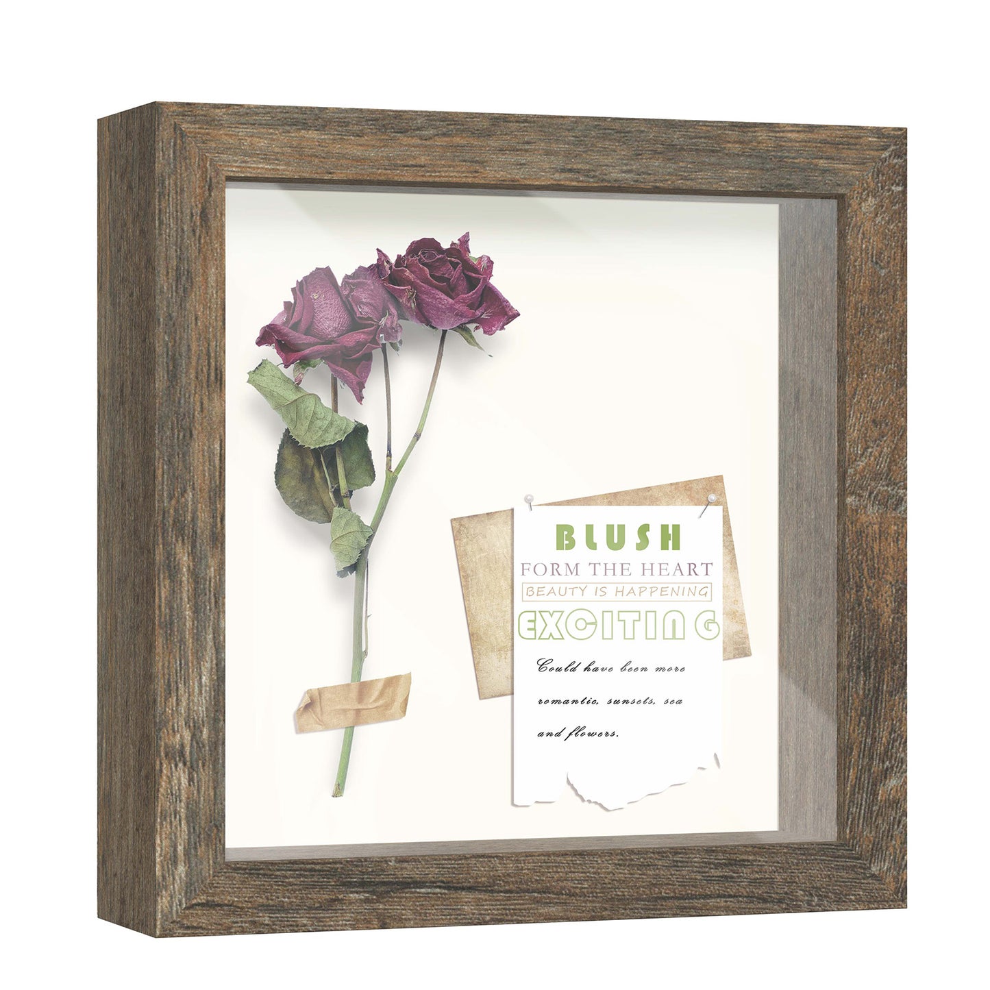 8" x 8" Brown Driftwood Finish MDF Wood Shadow Box Frame