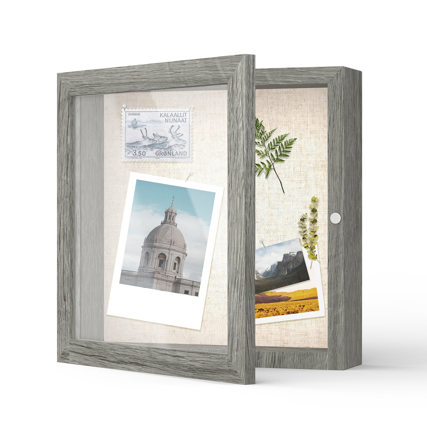 8" x 8" Gray Woodgrain MDF Wood Linen Backboard Shadow Box Frame