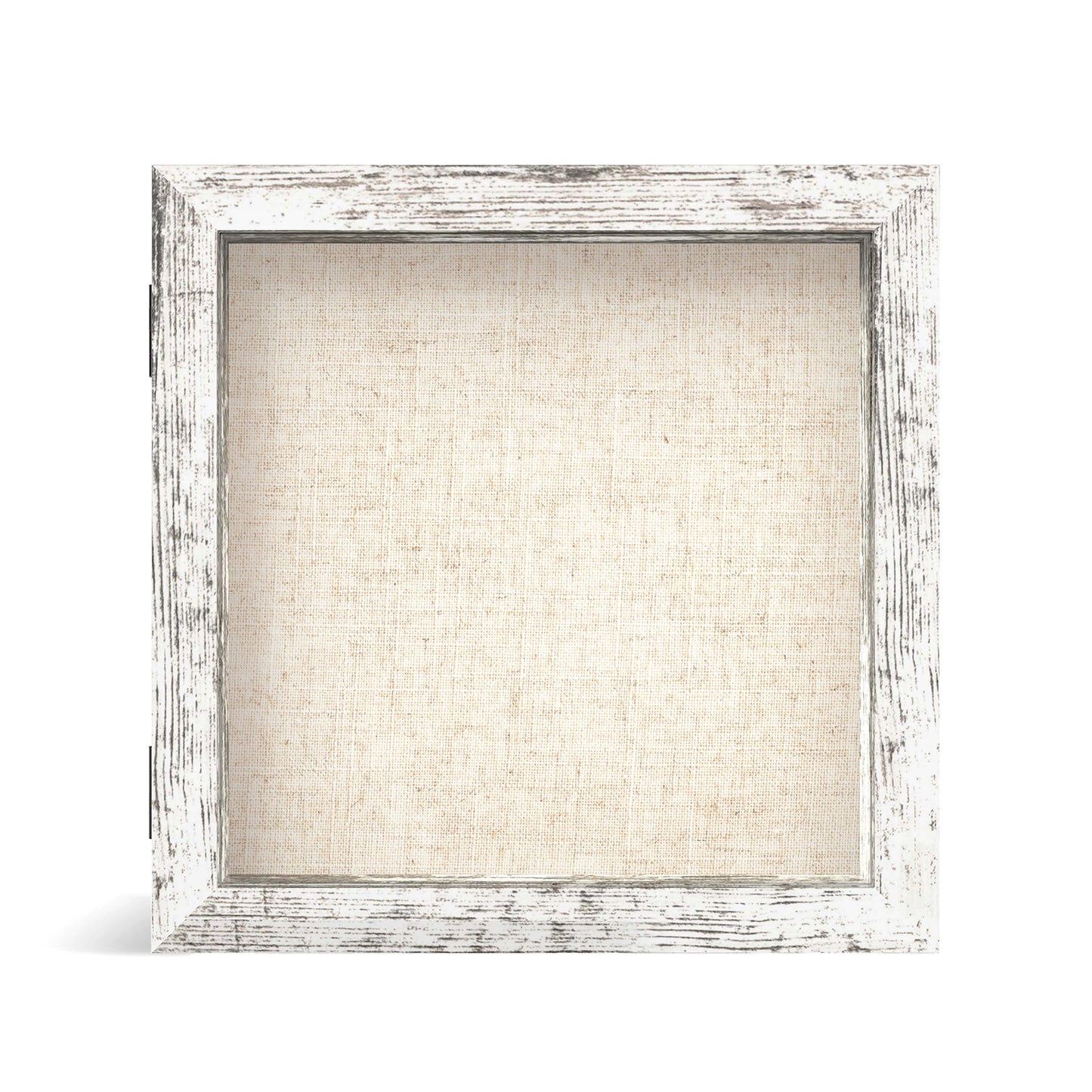 8" x 8" White Woodgrain MDF Wood Linen Backboard Shadow Box Frame