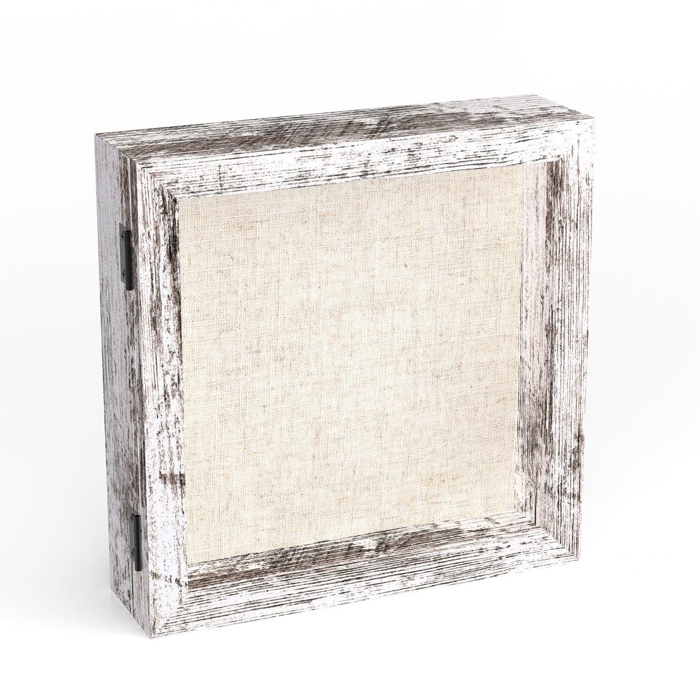 8" x 8" White Woodgrain MDF Wood Linen Backboard Shadow Box Frame