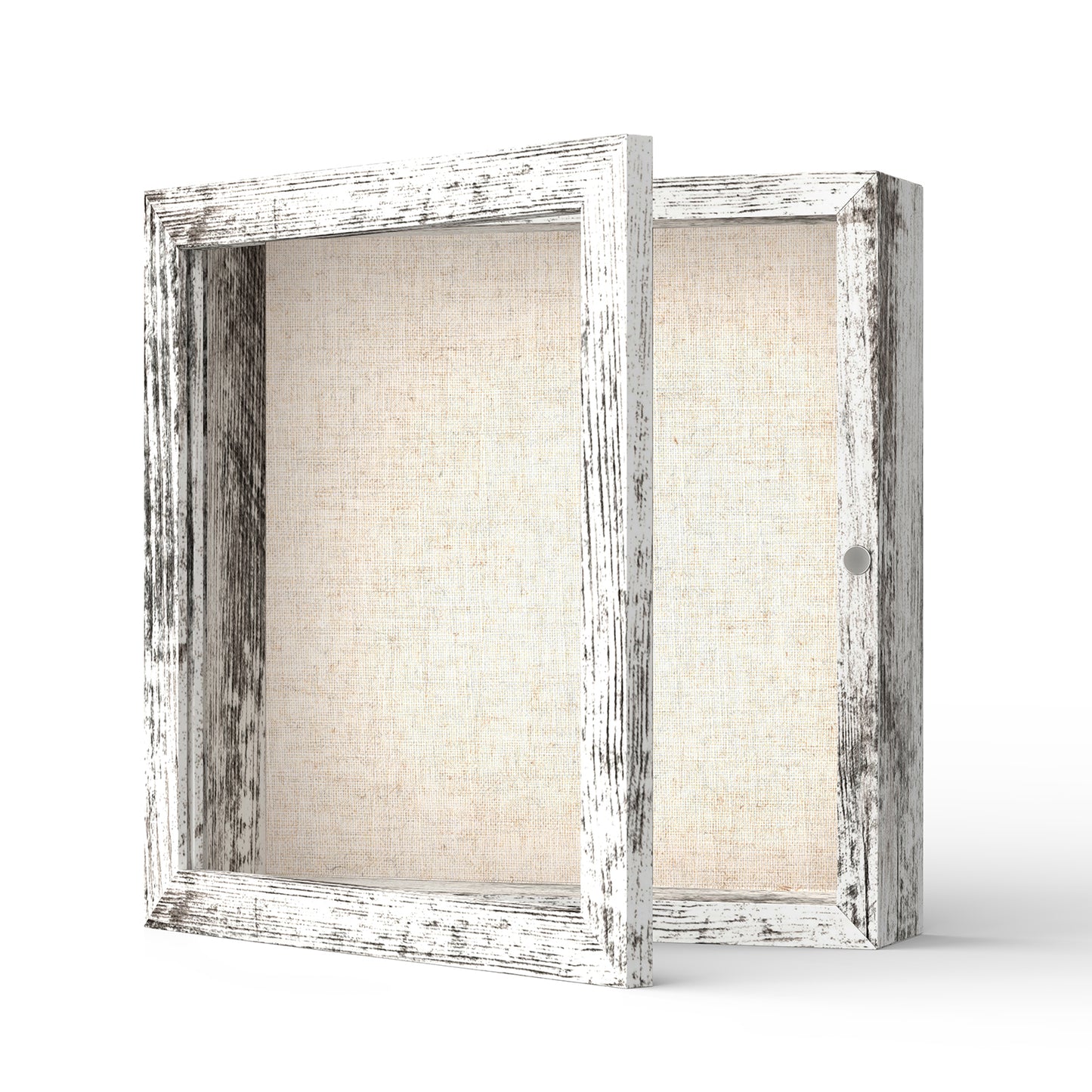 8" x 8" White Woodgrain MDF Wood Linen Backboard Shadow Box Frame