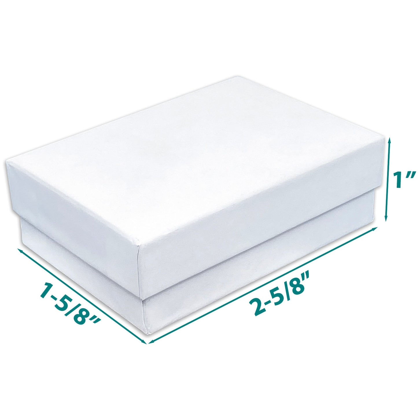 2 5/8" x 1 1/2" x 1" Matte White Cotton Filled Paper Box