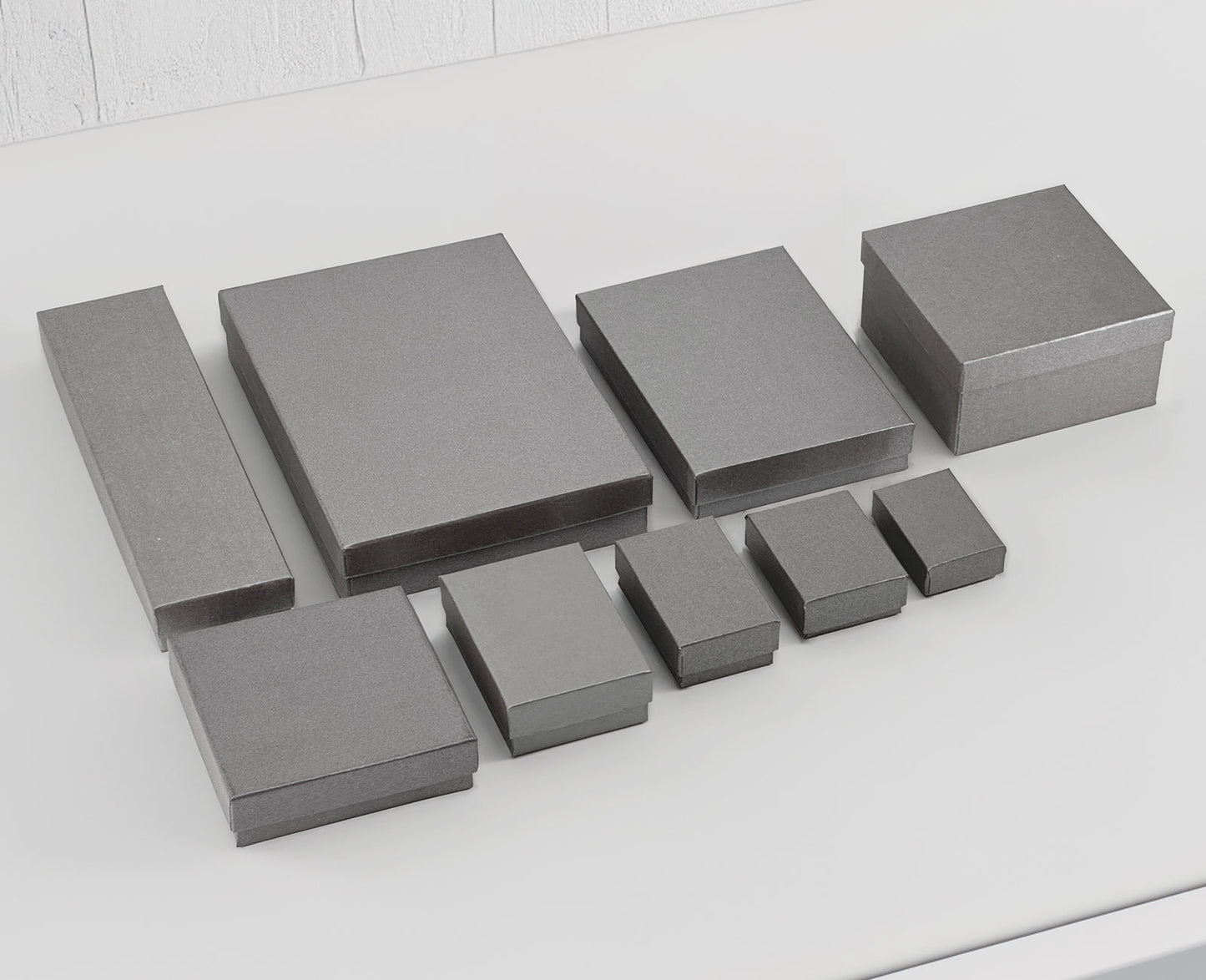 3 3/4" x 3 3/4" x 2" Pearl Gray Cotton Filled Paper Box