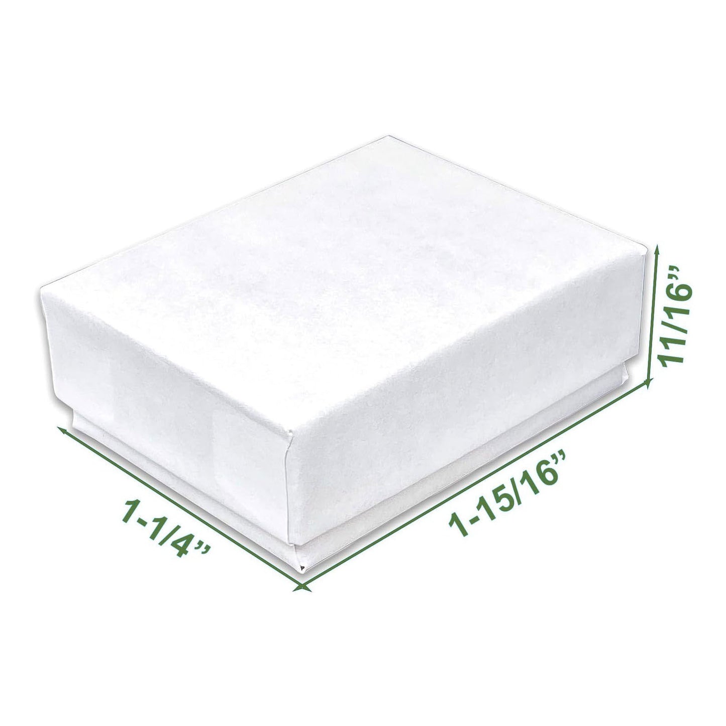 1 15/16" x 1 1/4" x 11/16" Matte White Cotton Filled Paper Box