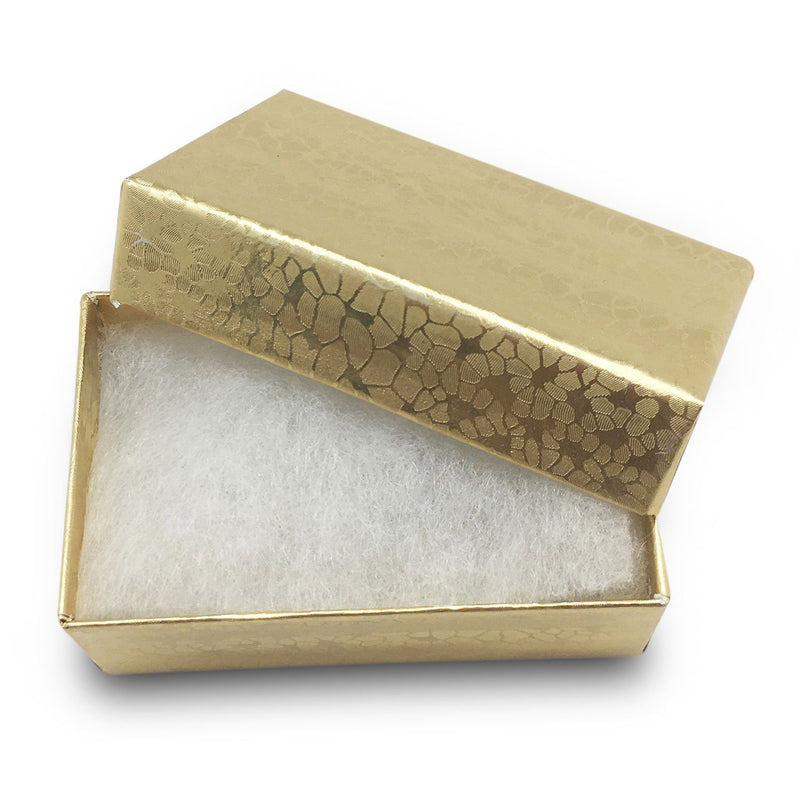 1 7/8" x 1 1/4" x 5/8" Gold Foil Cotton Filled Paper Box
