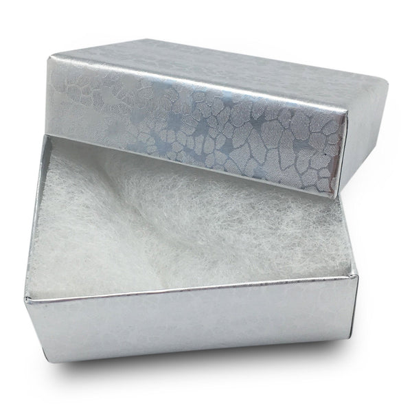 1 7/8" x 1 1/4" x 5/8" Silver Cotton Filled Paper Box