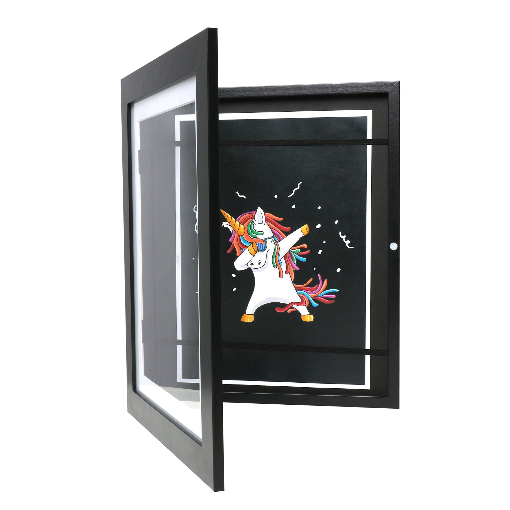 10" x 12.5" Black Wood Children's Art Picture Frame with Elastic Straps