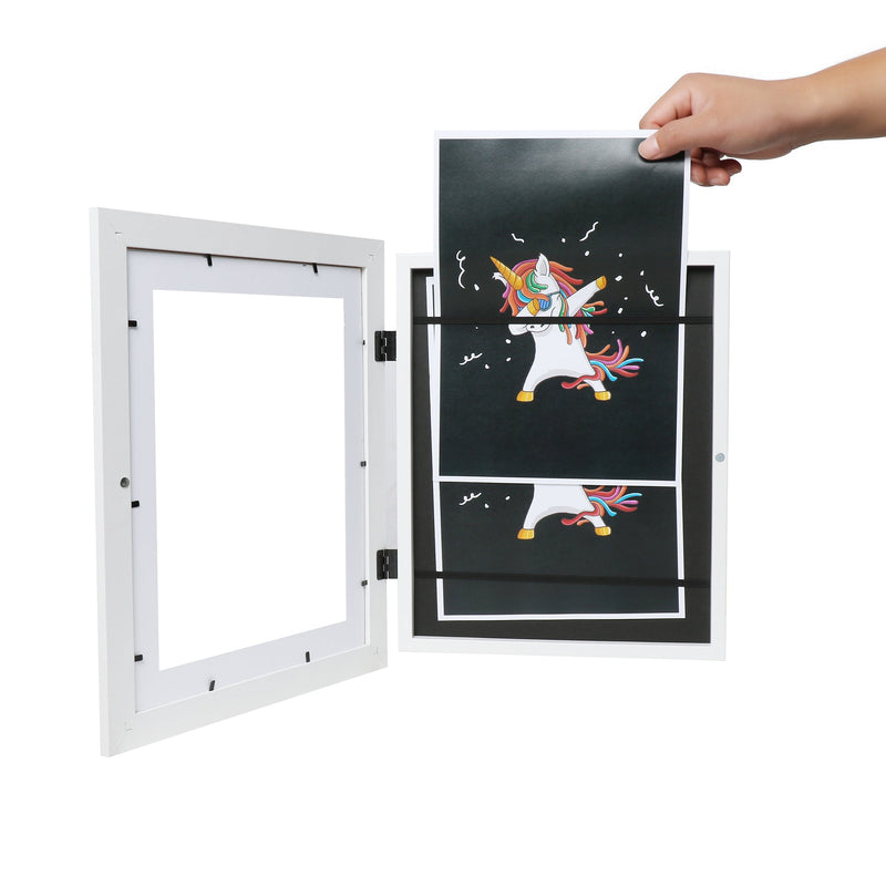 10" x 12.5" White Wood Children's Art Picture Frame with Elastic Straps