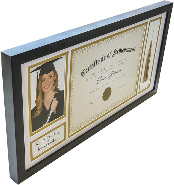 10" x 20" Document Shadow Box Solid Pine Wood Frame for 8 1/2" x 11" Diploma
