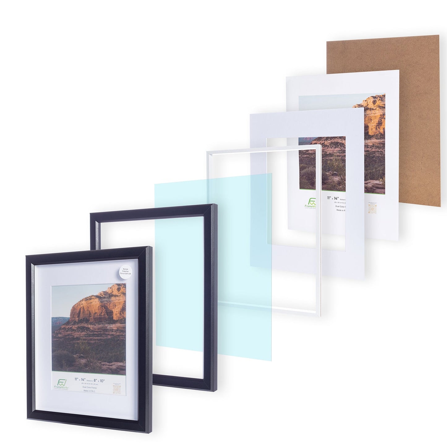 11" x 14" Black MDF Wood Multi-Pack Gunnabo Picture Frames, 8" x 10" Matted