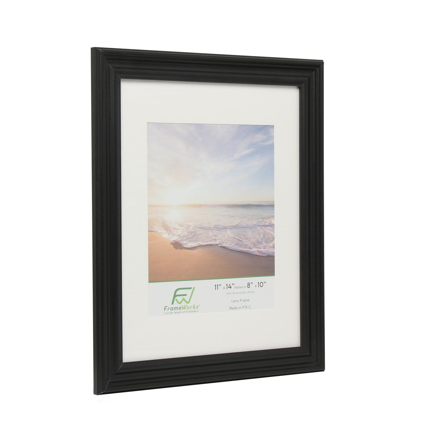 11" x 14" Black Wood 2-Pack Picture Frames with Molded Edges, 8" x 10" Matted