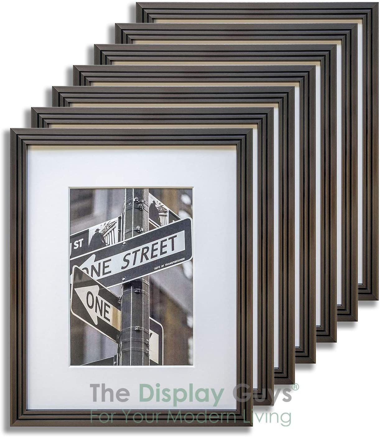 11" x 14" Bronze Art Deco 8 Pack Picture Frames, 8" x 10" Matted