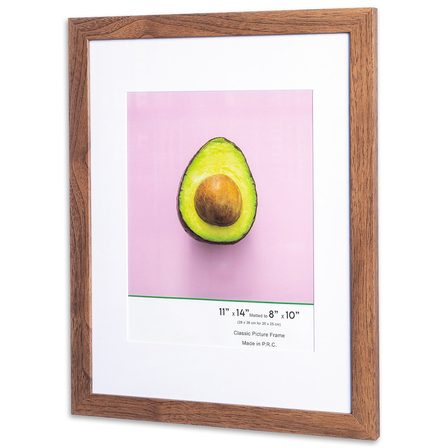 11" x 14” Classic Dark Oak MDF Wood Picture Frame with Tempered Glass, 8" x 10" Matted