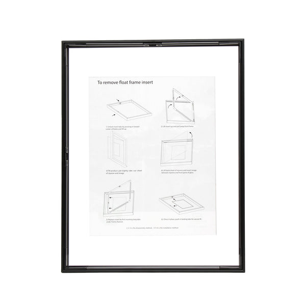 11" x 14" Deluxe Black Aluminum Contemporary Floating Picture Frame with Tempered Glass