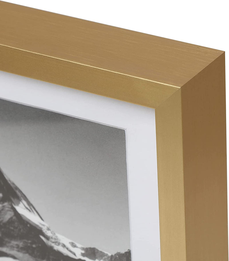 11" x 14" Deluxe Brass Gold Aluminum Contemporary Picture Frame, 8" x 10" Matted
