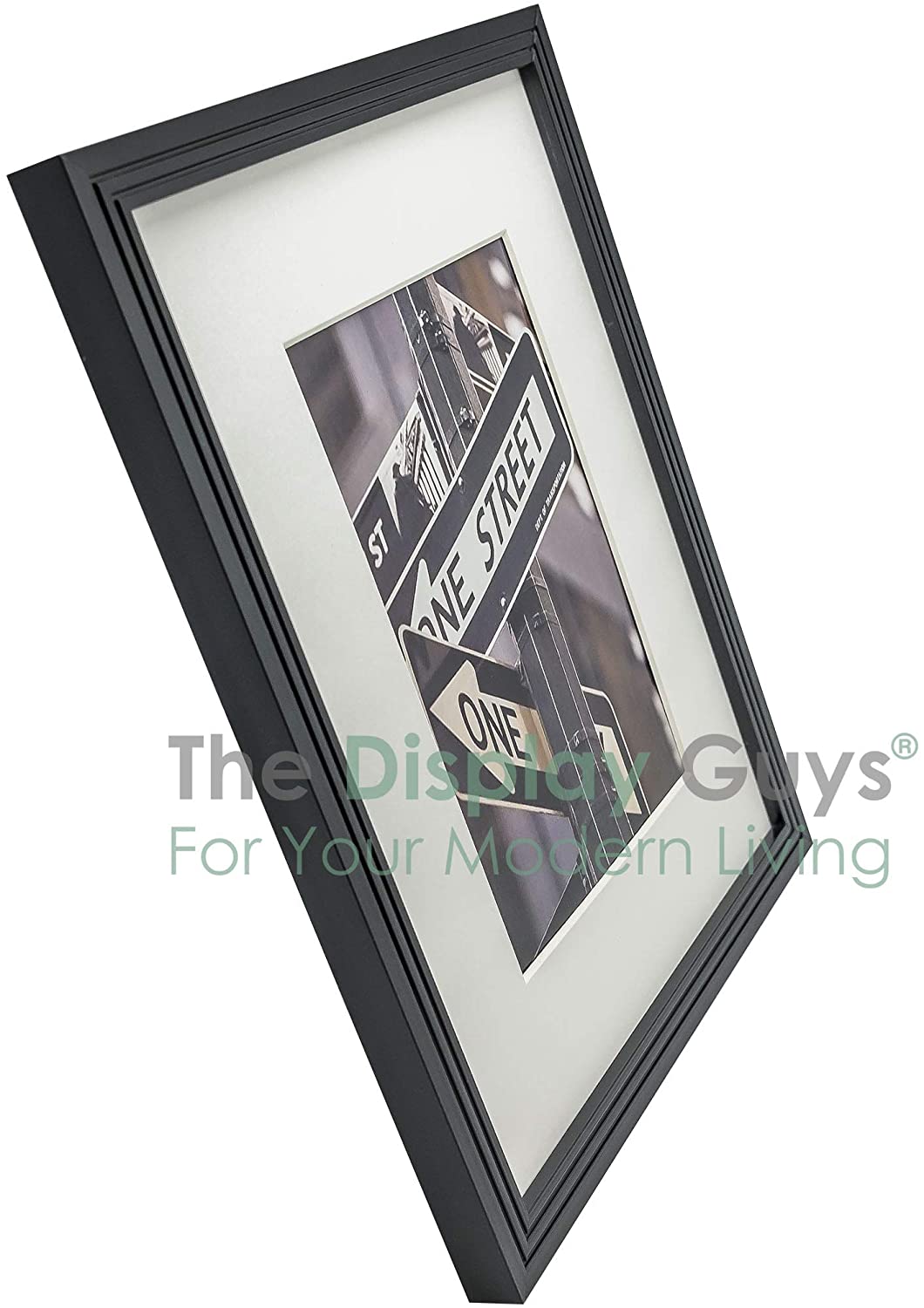 11" x 14" Glossy Black Art Deco 8 Pack Picture Frames, 8" x 10" Matted