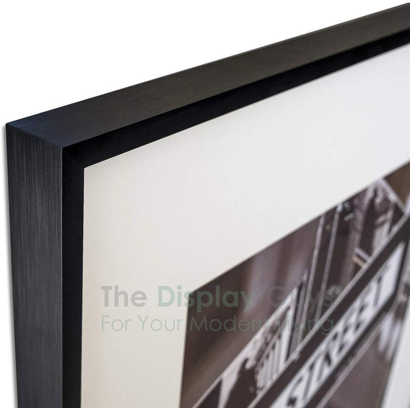 11" x 14" Satin Black Aluminum Picture Frame with Tempered Glass, 8" x 10" Matted