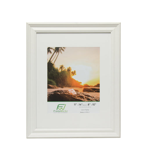11" x 14" White Wood 2-Pack Picture Frames with Molded Edges, 8" x 10" Matted