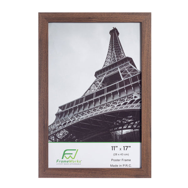 11" x 17" Dark Oak Wood 2-Pack Back-Loading Poster Frames