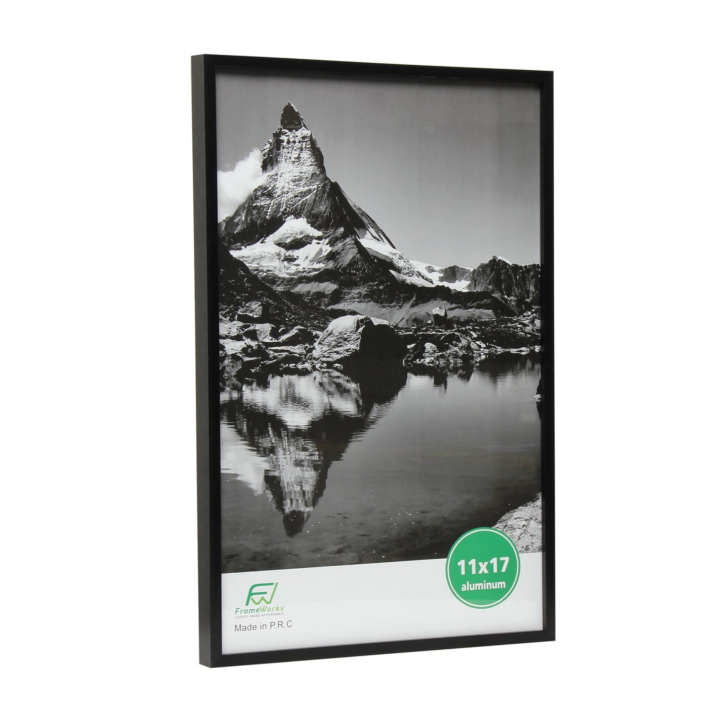 11" x 17" Deluxe Black Aluminum Contemporary Picture Frame with Tempered Glass