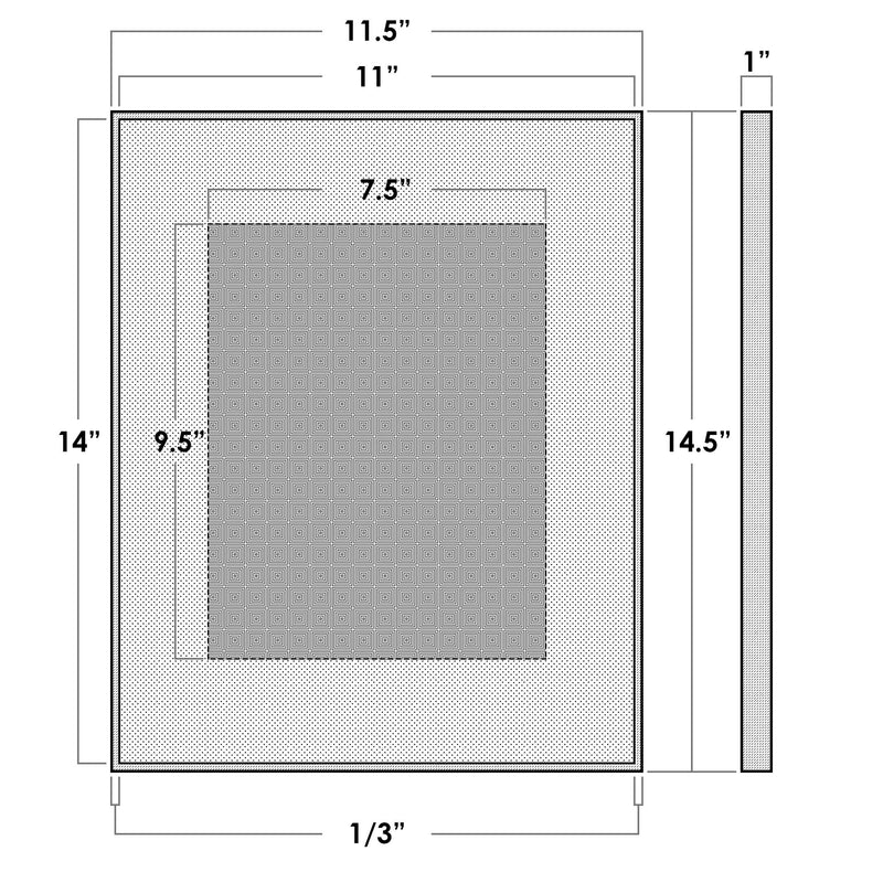 11" x 14" Satin Black Aluminum Picture Frame with Tempered Glass, 8" x 10" Matted
