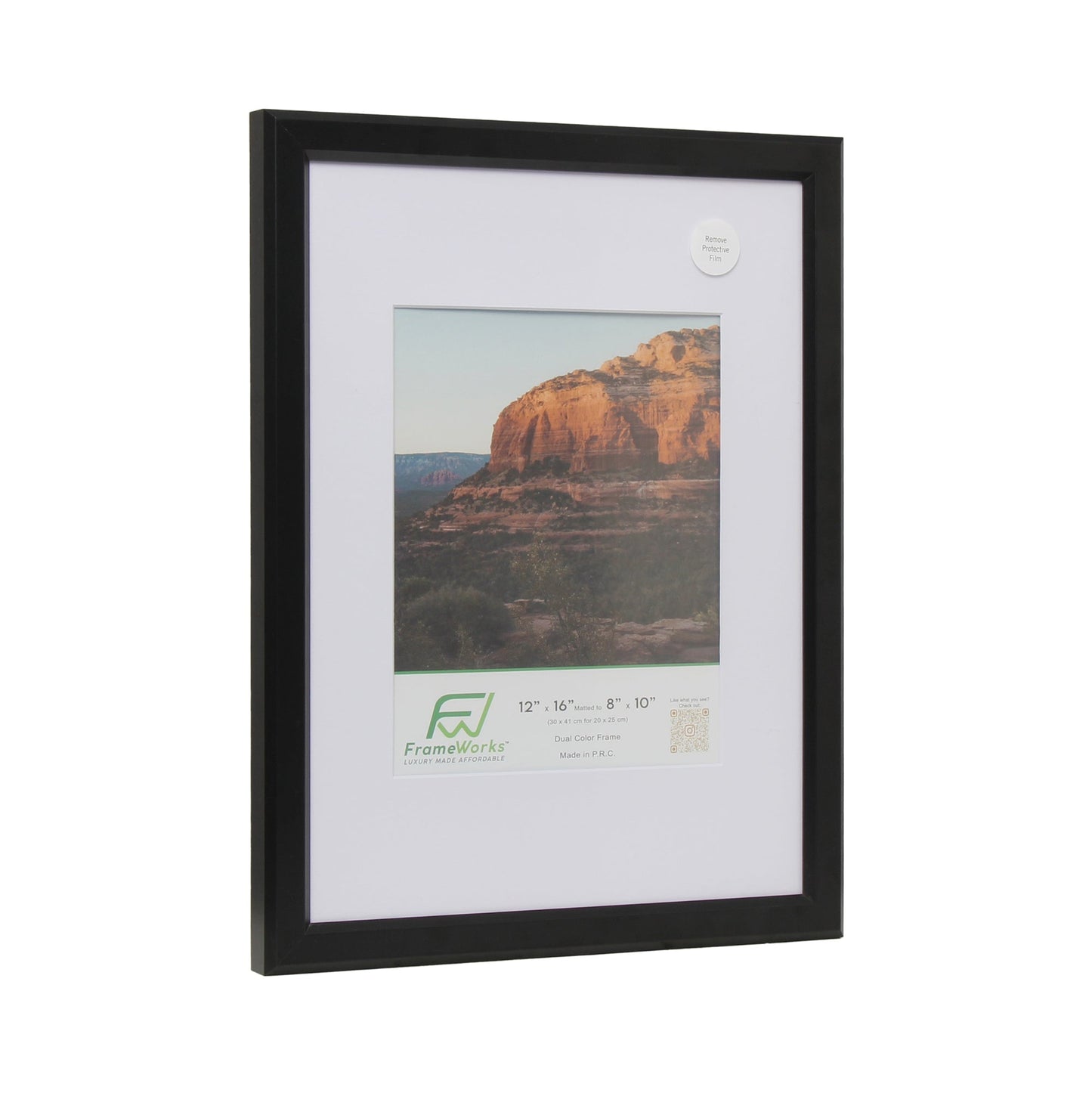 12" x 16" Black Wood 2-Pack Picture Frames, 8" x 10" Matted