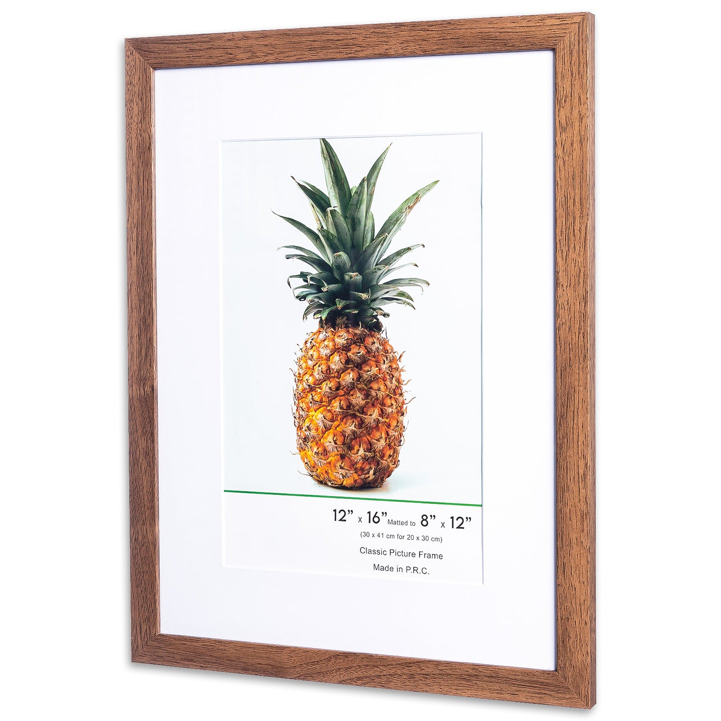 12" x 16” Classic Dark Oak MDF Wood Picture Frame with Tempered Glass, 8" x 12" Matted
